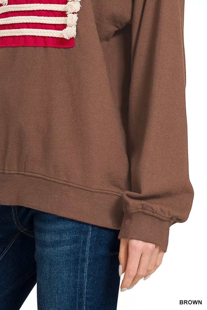 Zenana French Terry American Flag Pullover - Bitsy Gypsy Boutique