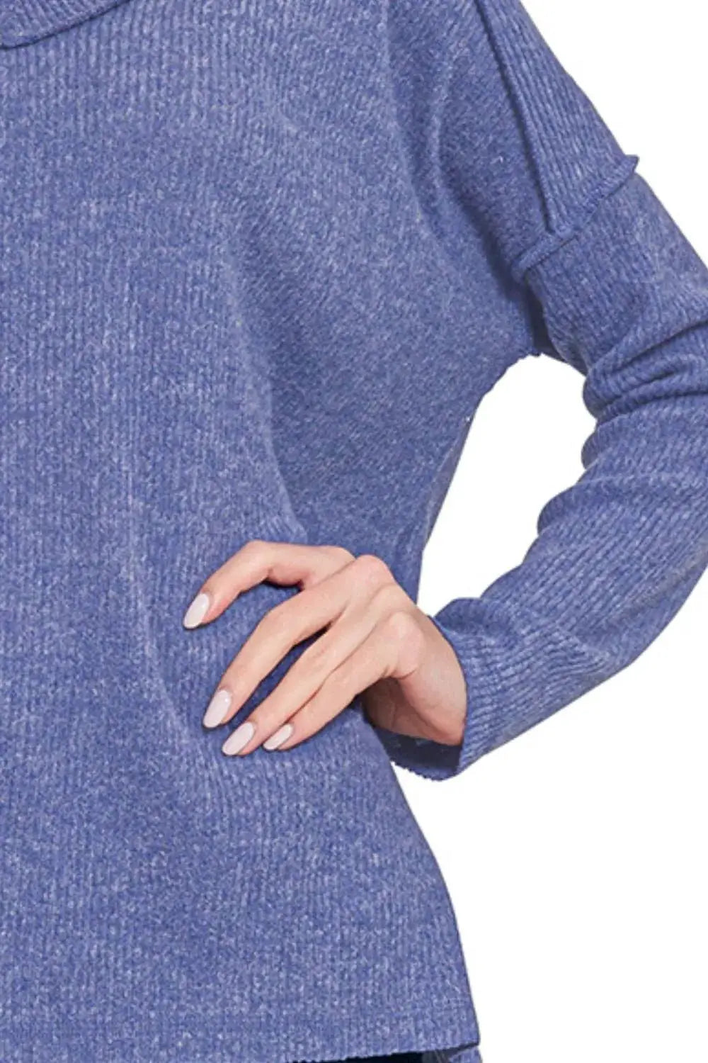 Zenana Full Size Brushed Ribbed Hacci Drop Shoulder V-Neck Sweater Plus Size by Trendsi