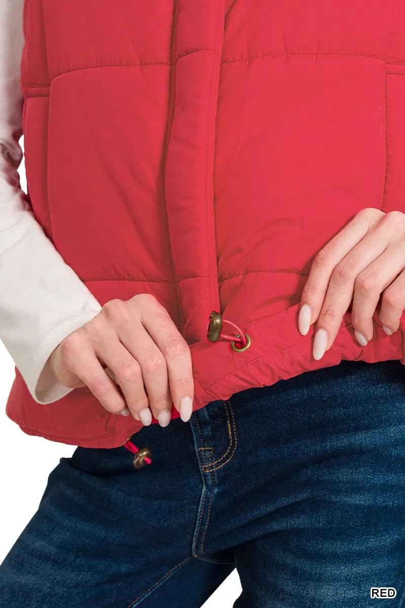 Zenana High Neck Zip - Up Vest Coat - Bitsy Gypsy Boutique