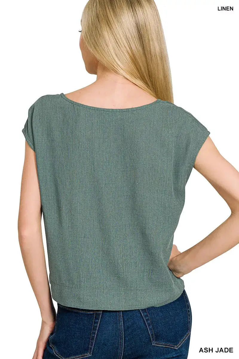 Zenana Linen Sleeveless Top by Trendsi