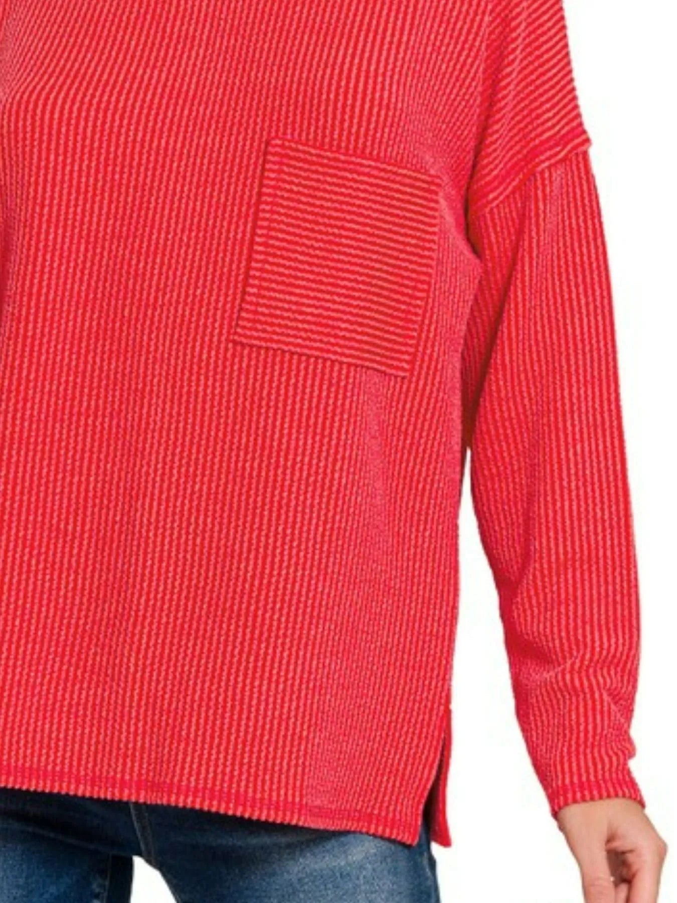 Zenana Long Sleeve Drop Shoulder Rib Top - Bitsy Gypsy Boutique