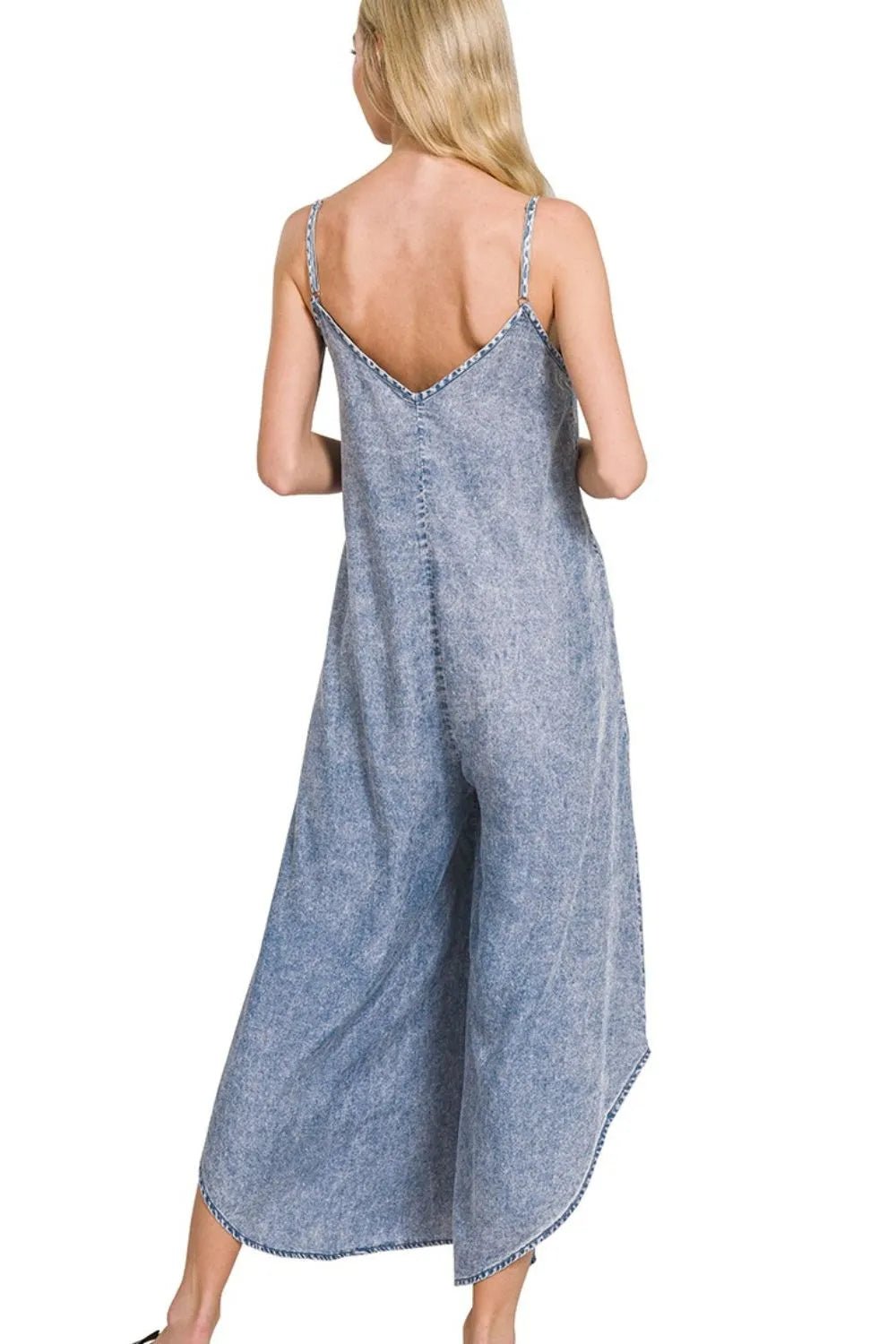 Zenana Lyocell Acid - Washed Jumpsuit - Bitsy Gypsy Boutique