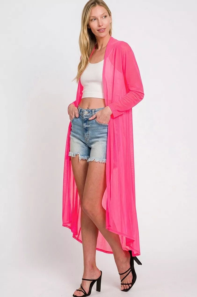 Zenana Mesh Open Front Cardigan - Bitsy Gypsy Boutique