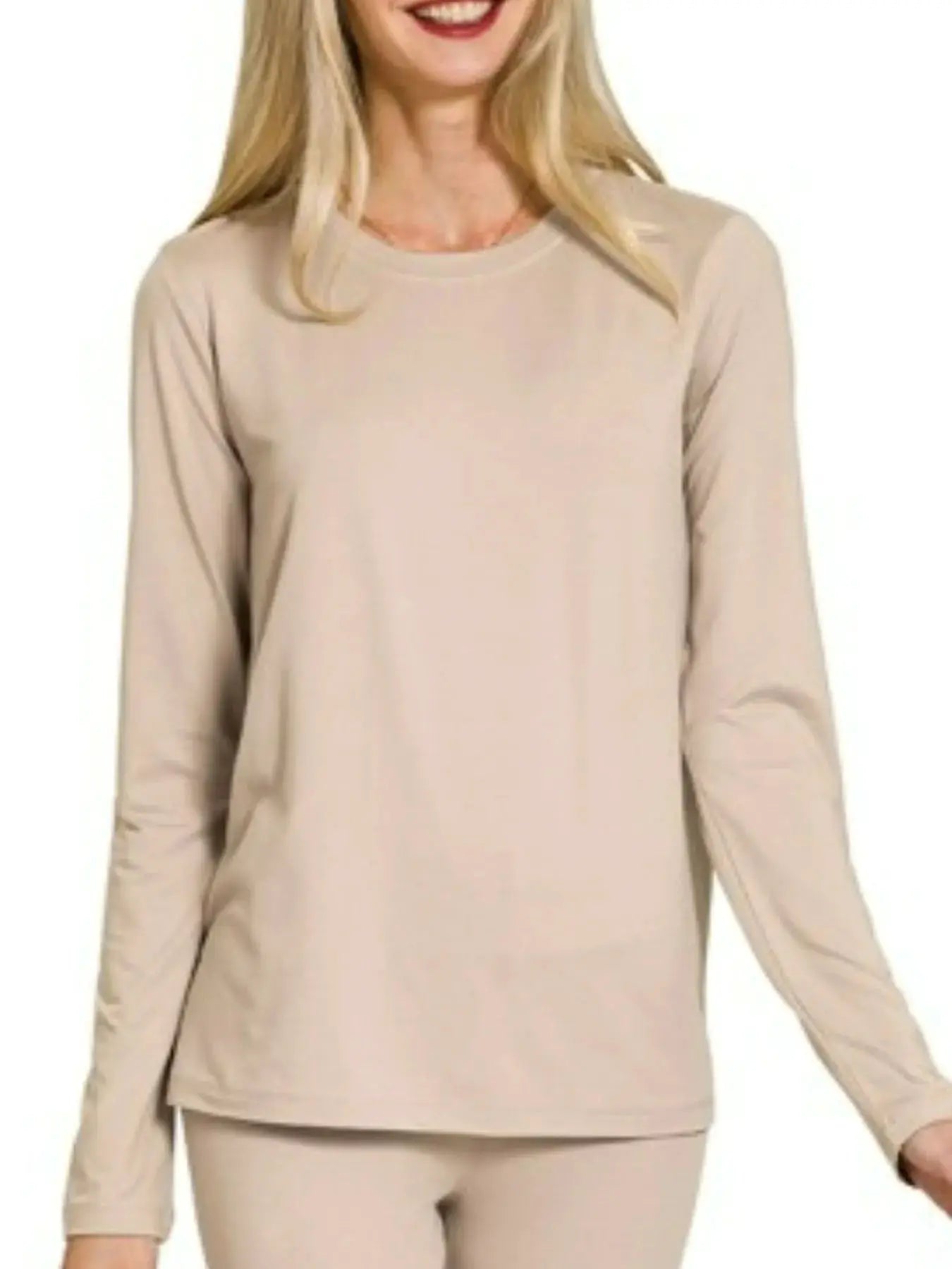 Zenana Microfiber Round Neck Top and Leggings Set by Trendsi