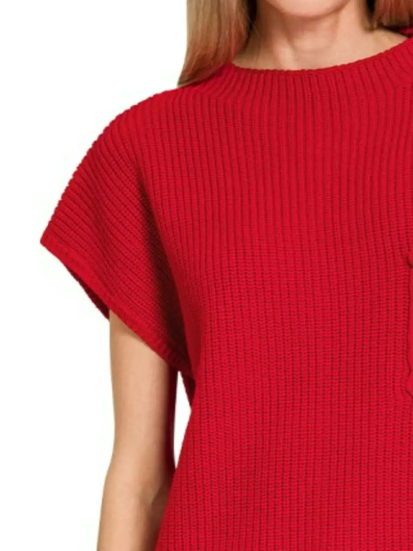 Zenana Mock Neck Short Sleeve Sweater by Trendsi