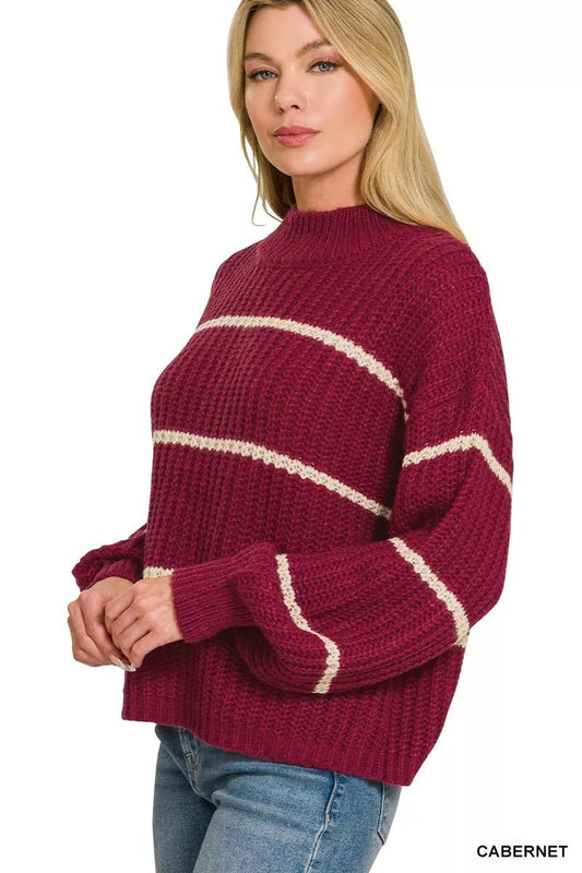 Zenana Oversize Striped Sweater - Bitsy Gypsy Boutique