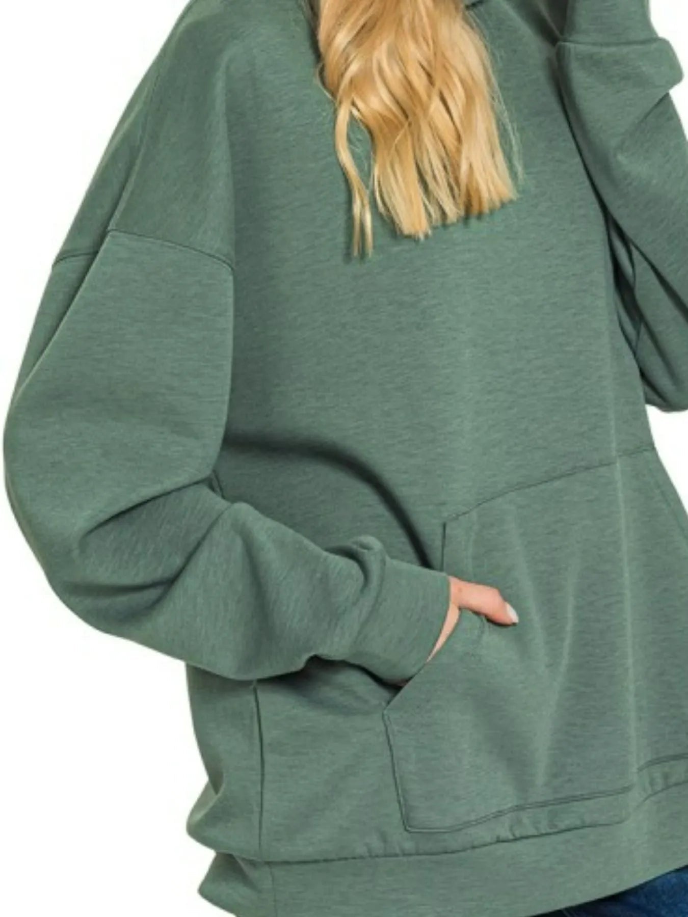 Zenana Oversized Scuba Hoodie with Kangaroo Pocket - Bitsy Gypsy Boutique