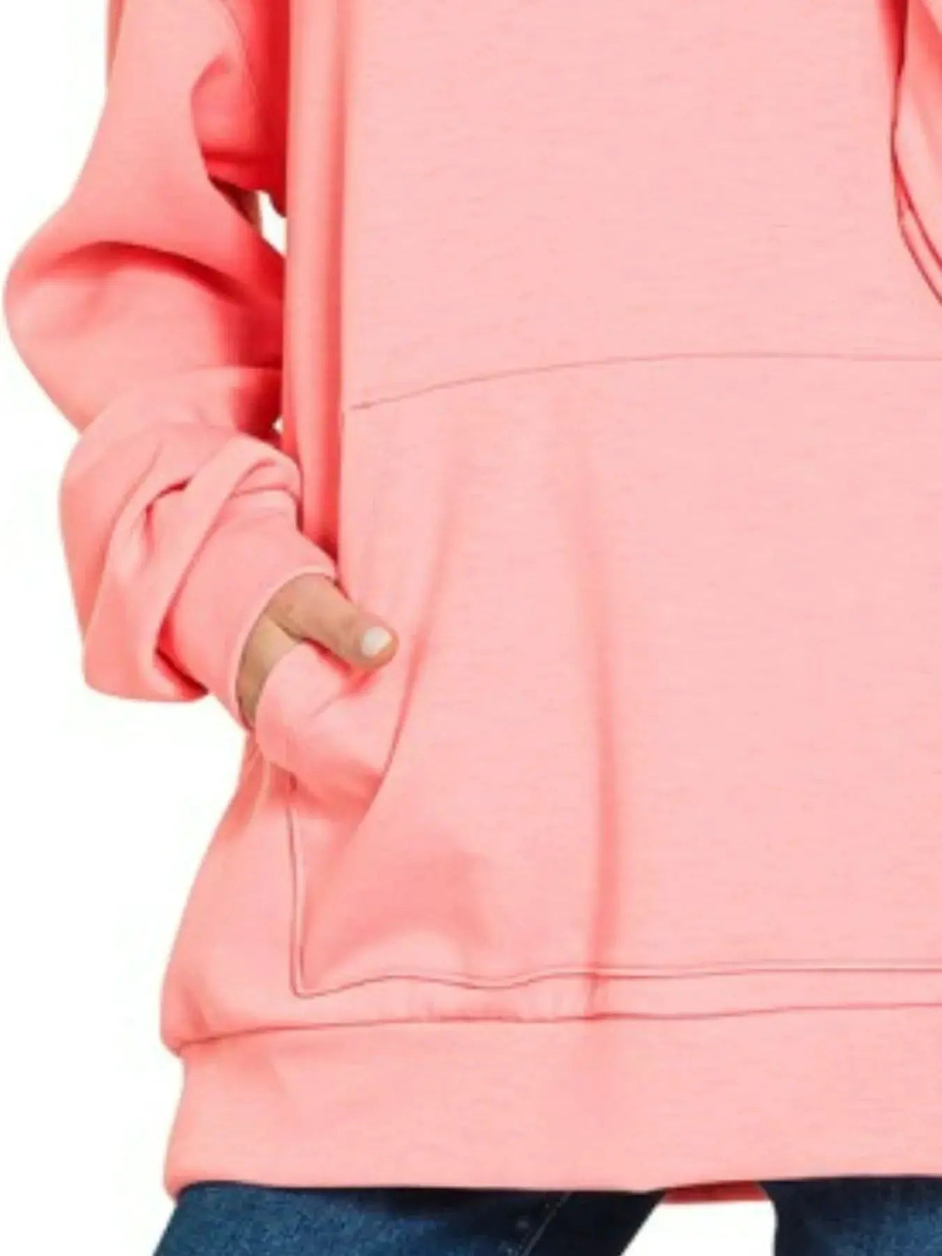 Zenana Oversized Scuba Hoodie with Kangaroo Pocket by Trendsi