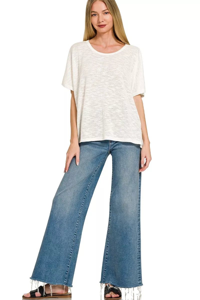 Zenana Oversized Slub Hacci Top - Bitsy Gypsy Boutique