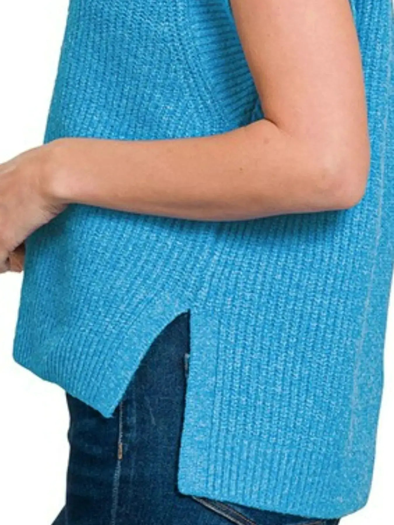 Zenana Oversized Sweater Vest with Side Slit by Trendsi