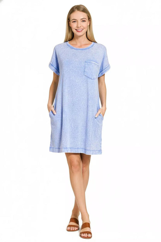 Zenana Premium Cotton Washed T-Shirt Dress - Bitsy Gypsy Boutique