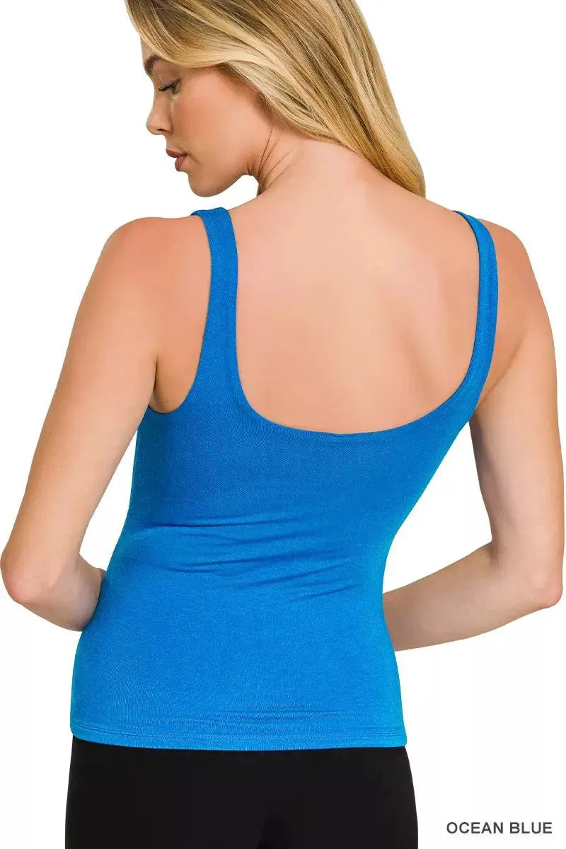 Zenana Premium Rayon Double Layered V-neck Tank Top by Trendsi