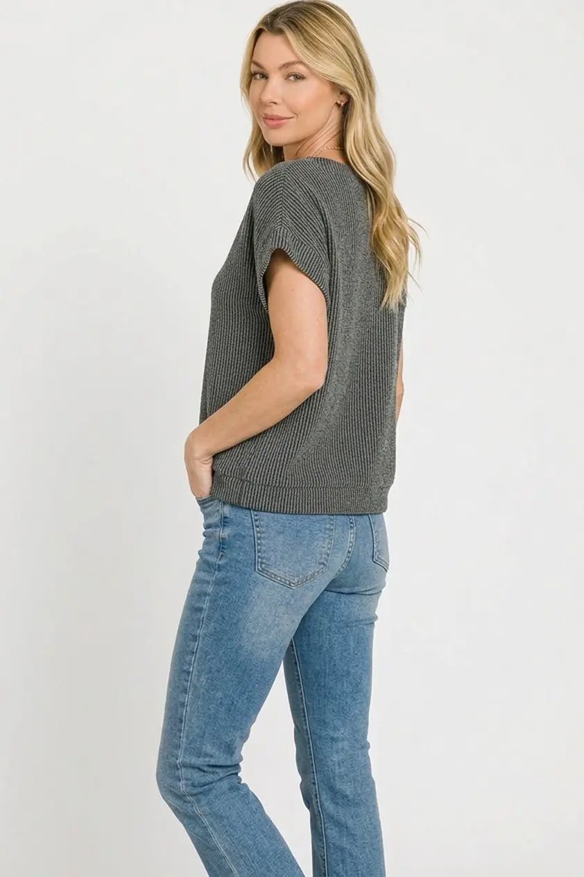 Zenana Raised Rib Cap Sleeve Top by Trendsi
