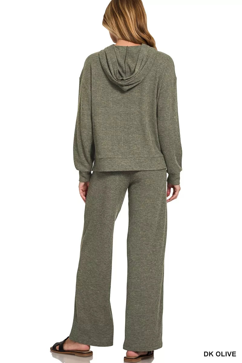 Zenana Ribbed Long Sleeve Hoodie - Bitsy Gypsy Boutique