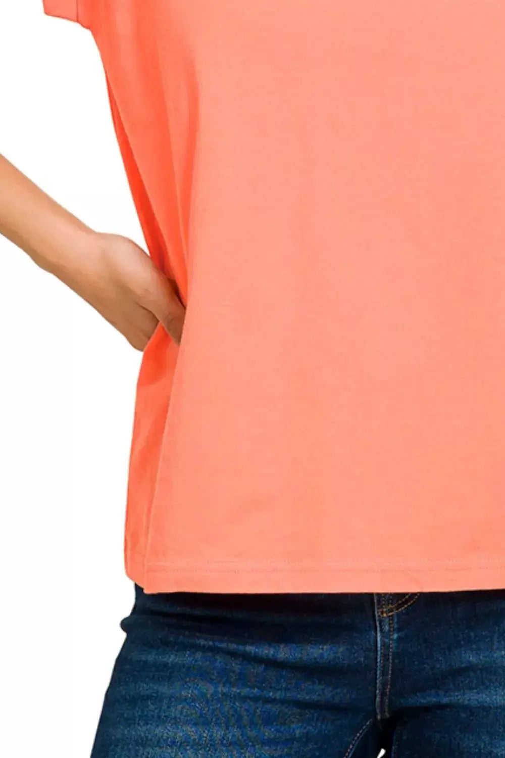 Zenana Round Neck Folded Short Sleeve T-Shirt by Trendsi