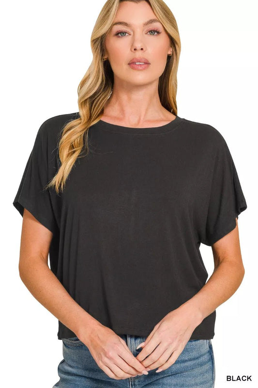 Zenana Round Neck Short Sleeve Cropped T-Shirt - Bitsy Gypsy Boutique