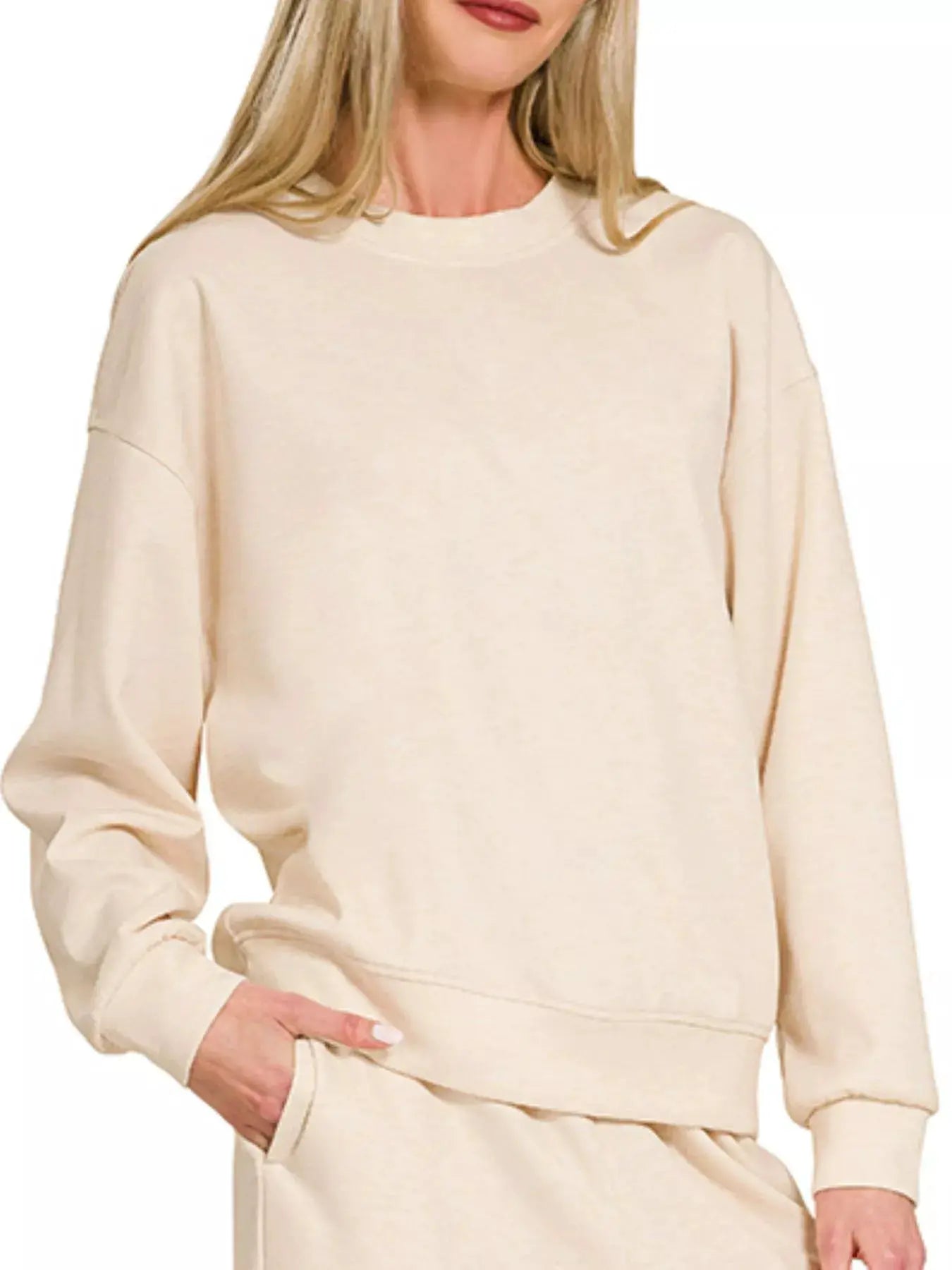 Zenana Scuba Crewneck Pullover and Pants Set by Trendsi