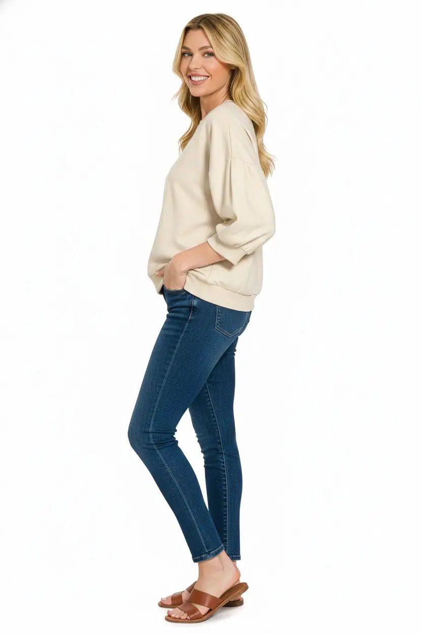 Zenana Scuba Dolman Sleeve Sweatshirt by Trendsi