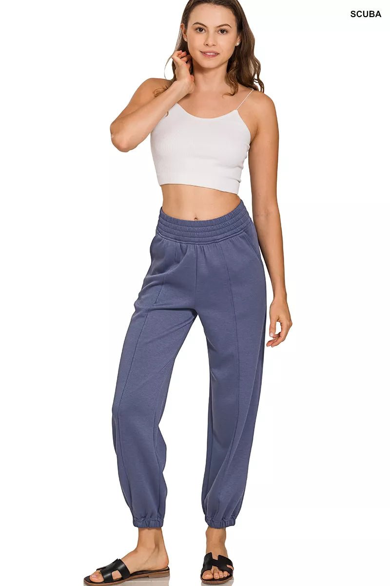 Zenana Scuba Elastic Waist Joggers with pockets - Bitsy Gypsy Boutique