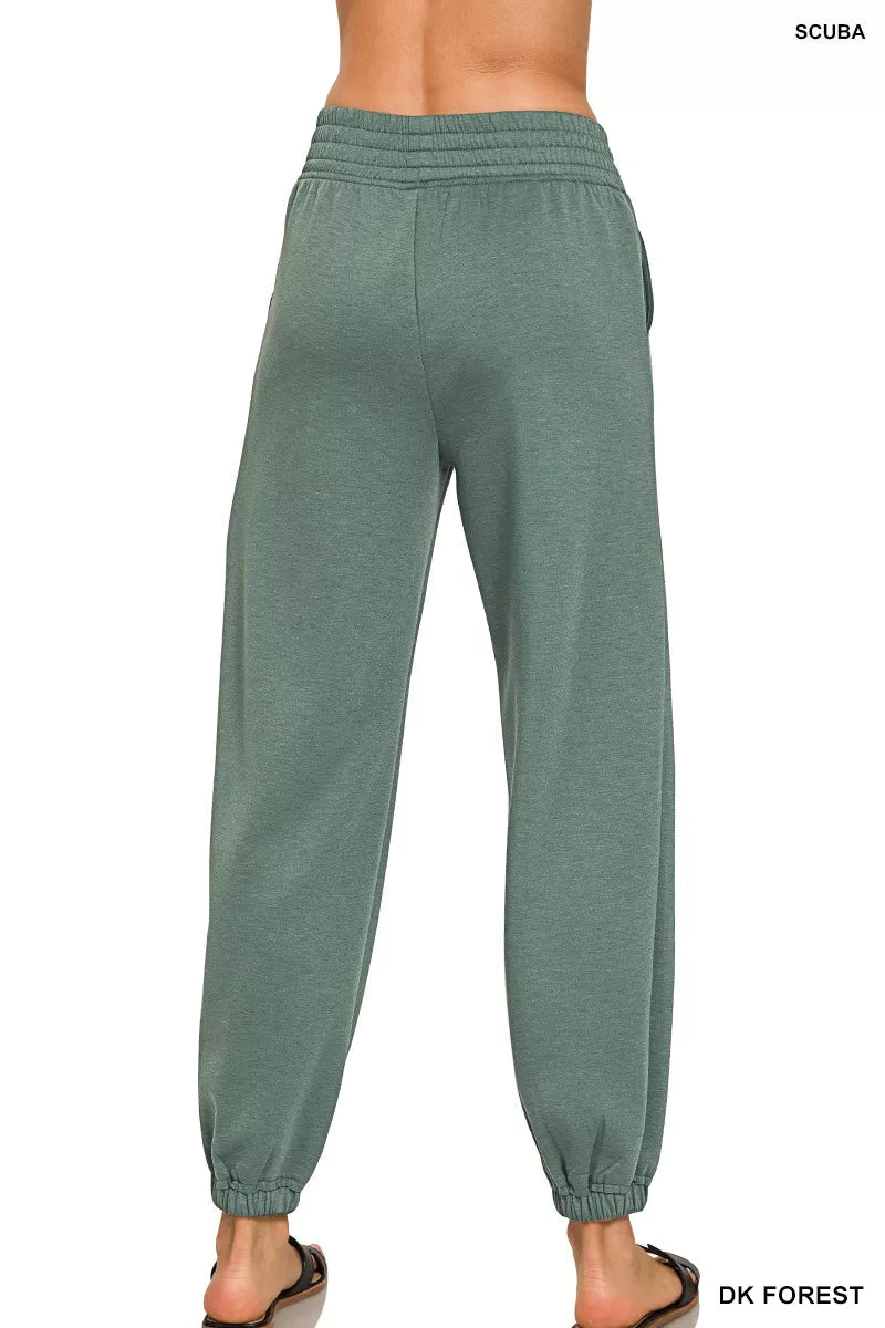 Zenana Scuba Elastic Waist Joggers with pockets - Bitsy Gypsy Boutique