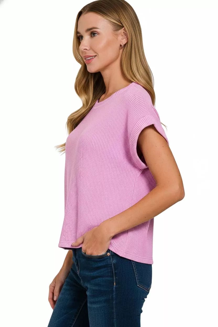 Zenana Short Sleeve Crew Neck Sweater - Bitsy Gypsy Boutique