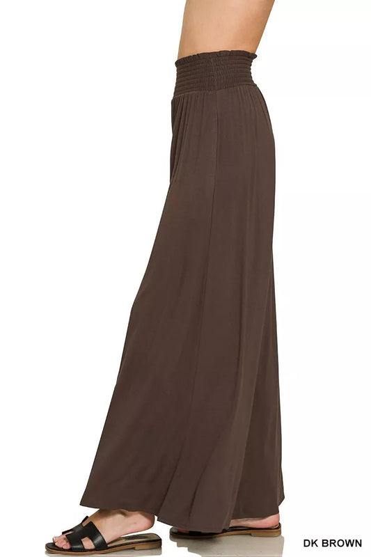 Zenana Smocked Waist Wide Leg Palazzo Pants - Bitsy Gypsy Boutique