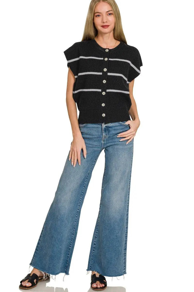 Zenana Striped Viscose Sweater Vest by Trendsi