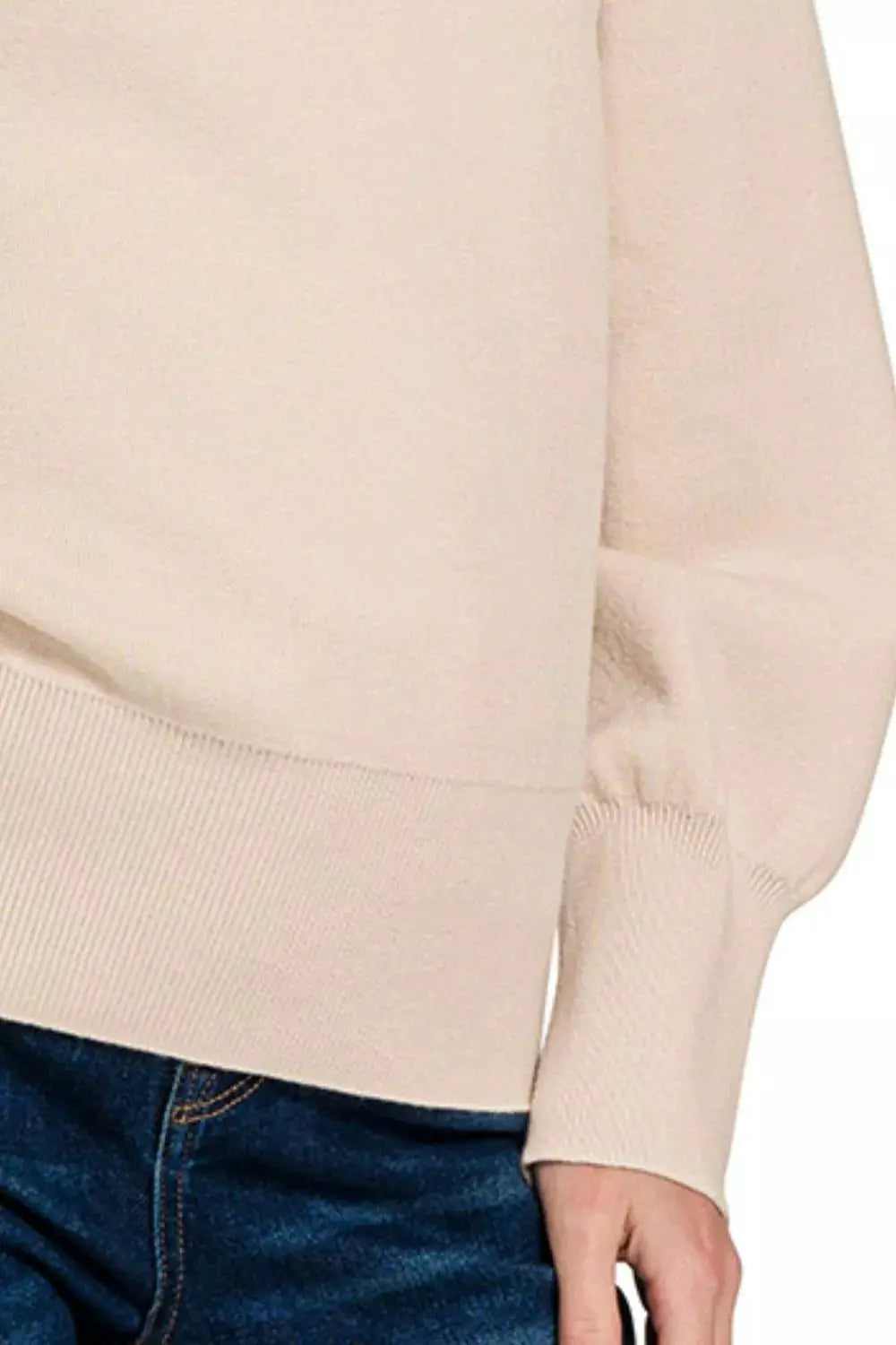 Zenana Viscose Mock Neck Exposed Seam Sweater by Trendsi