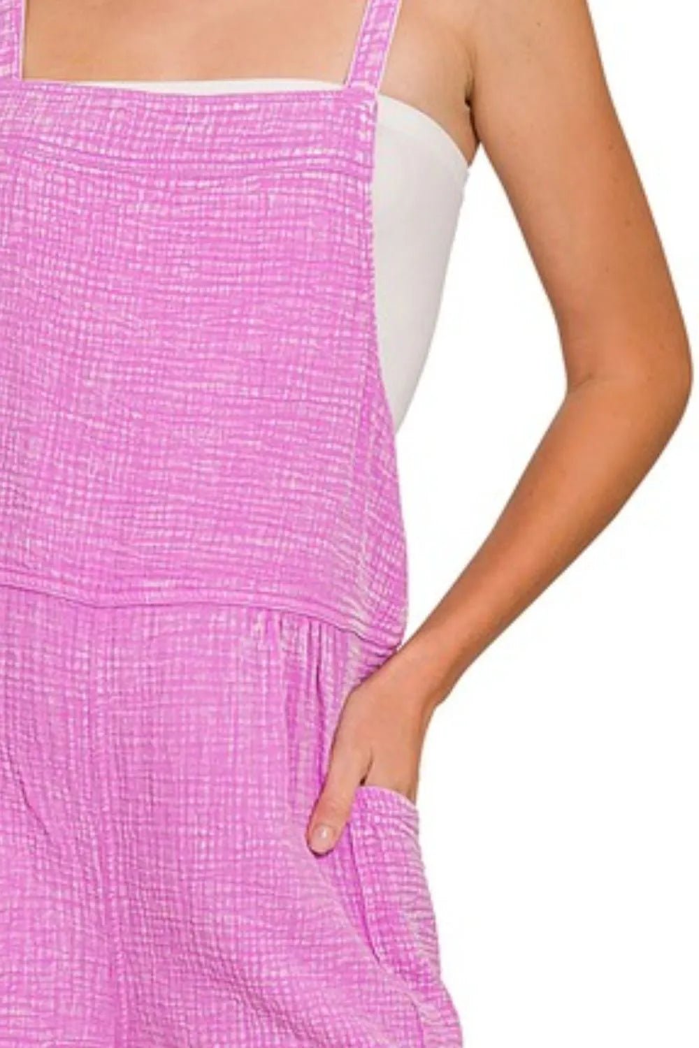 Zenana Washed Double Gauze Tie Back Rompers - Bitsy Gypsy Boutique