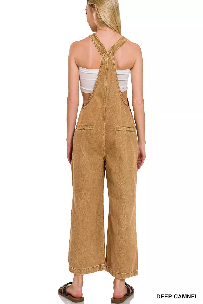 Zenana Washed Knot Strap Pockets Jumpsuit - Bitsy Gypsy Boutique