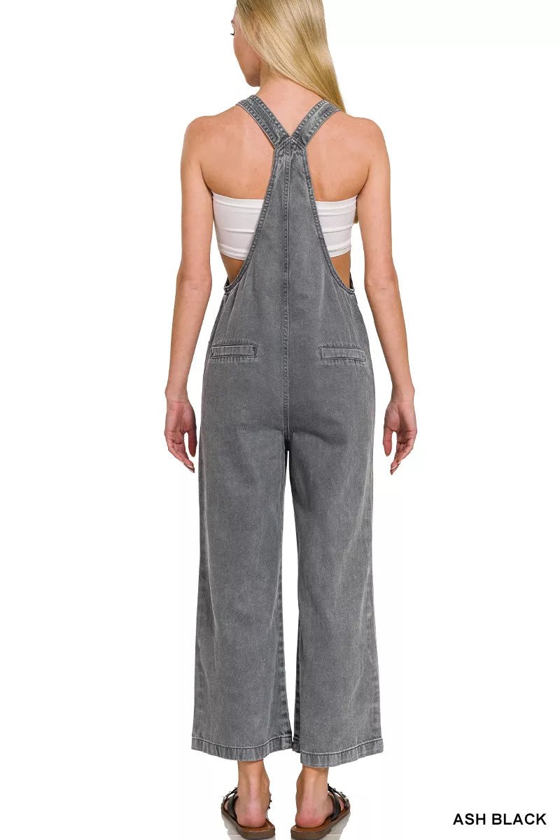 Zenana Washed Knot Strap Pockets Jumpsuit - Bitsy Gypsy Boutique