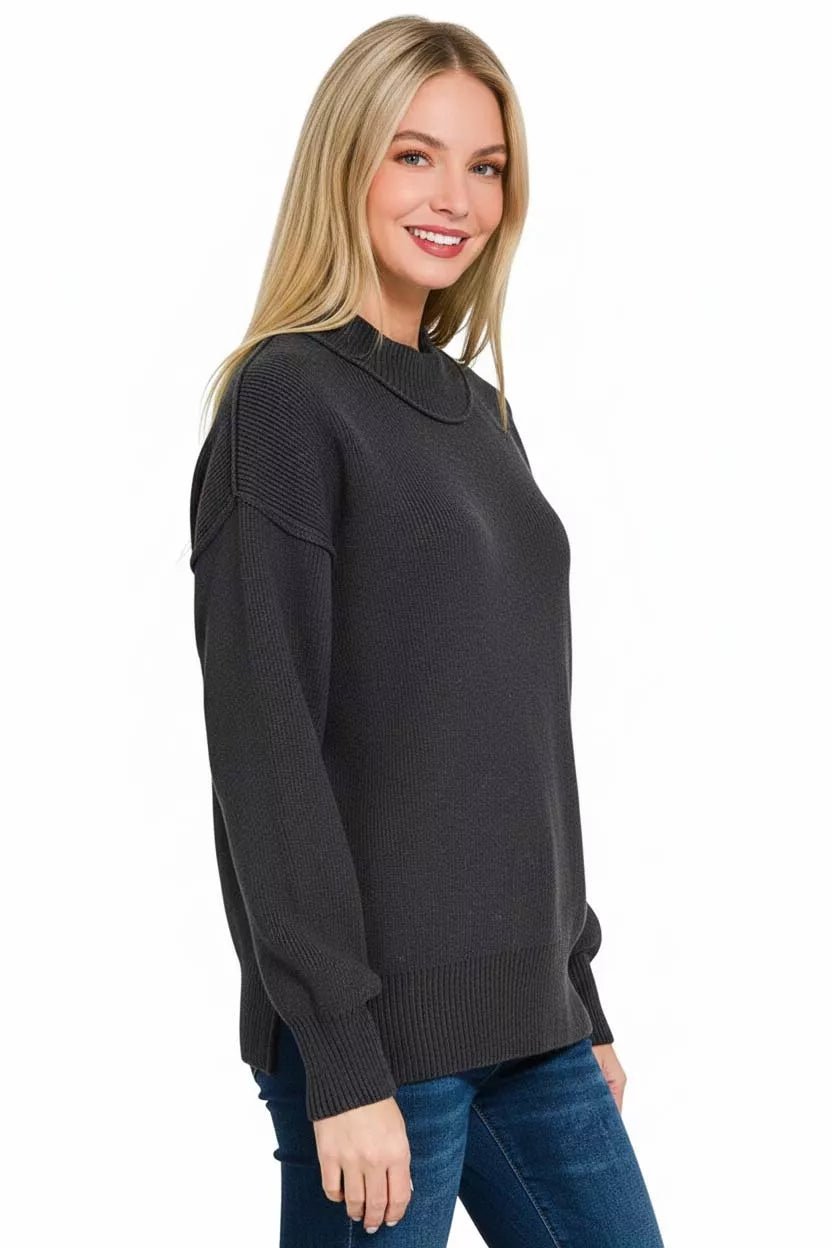 Zenana Wide Neckband Drop Shoulder Sweater - Bitsy Gypsy Boutique