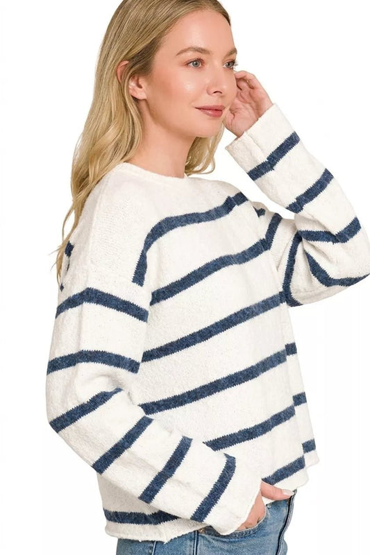 Zenana Wool Blend Striped Sweater - Bitsy Gypsy Boutique