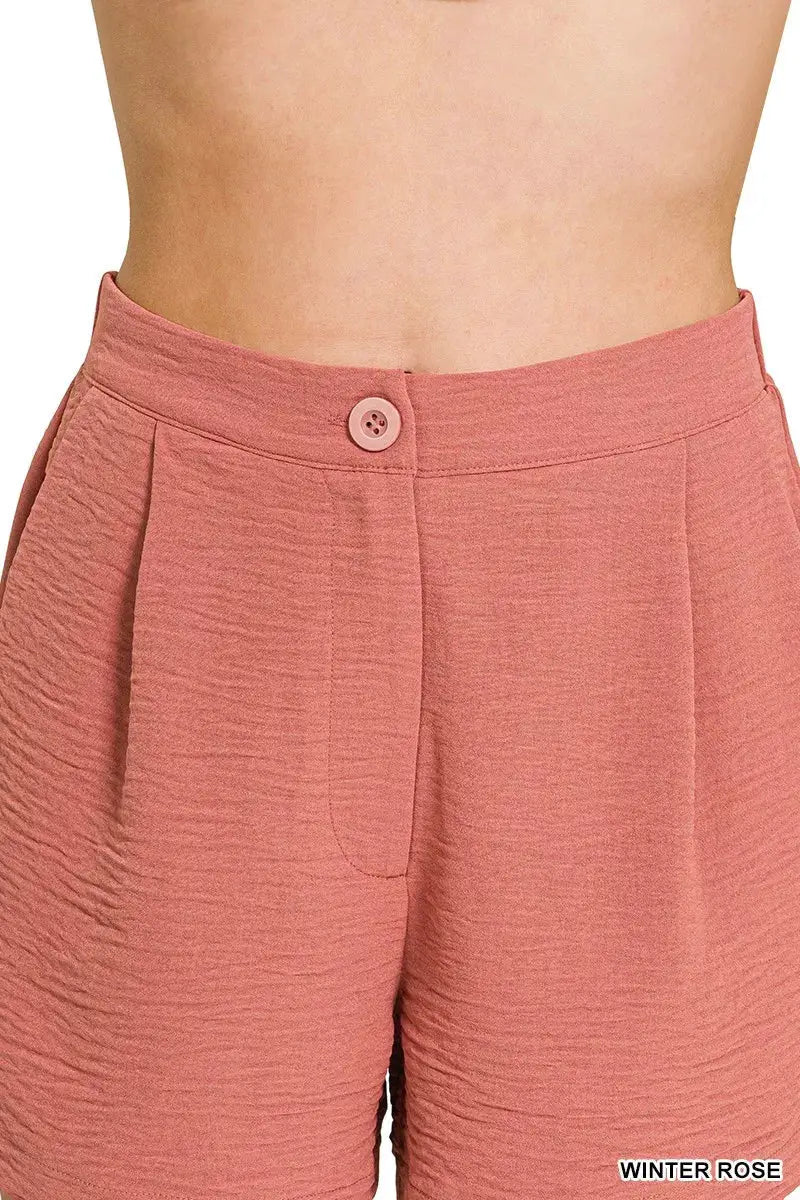 Zenana Woven Airflow Back Elastic Waist Shorts by Trendsi