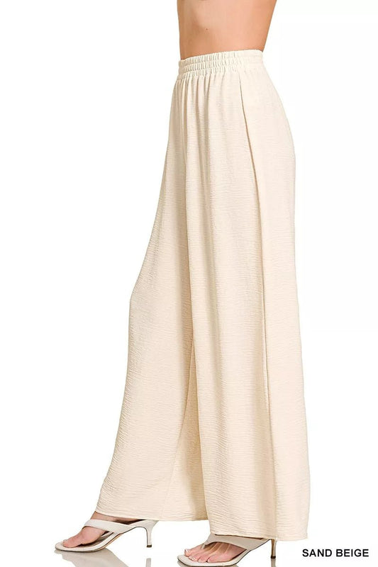 Zenana Woven Airflow Elastic Waistband Pants - Bitsy Gypsy Boutique