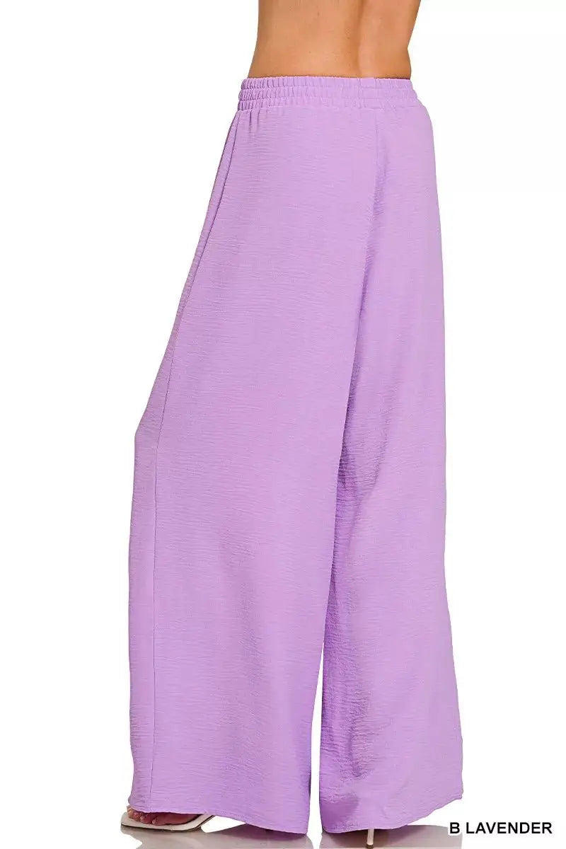 Zenana Woven Airflow Twisted Top & Wide Leg Pants Set by Trendsi