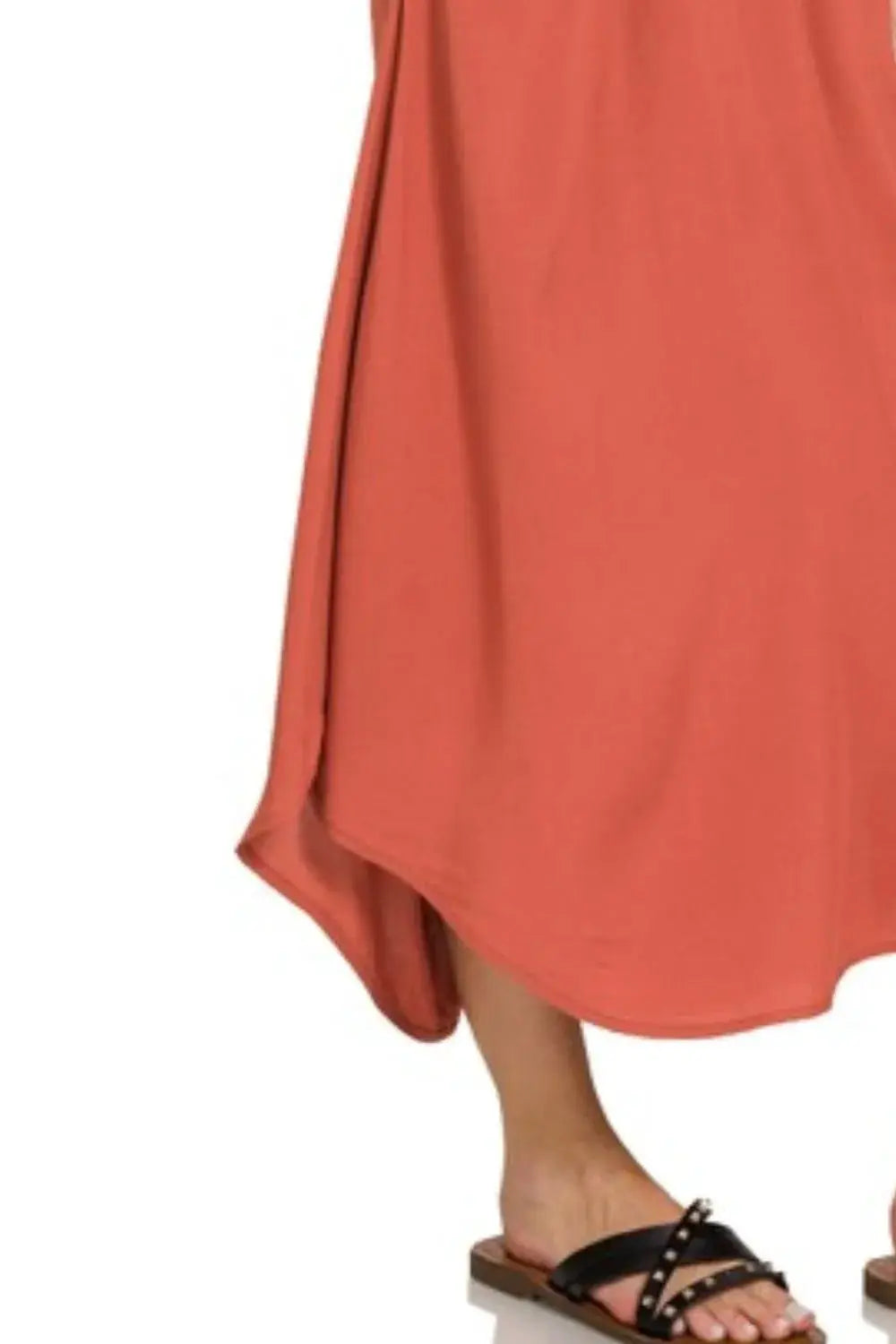 Zenana Woven Arc Hem Cami Midi Dress With Flowy Pockets by Trendsi