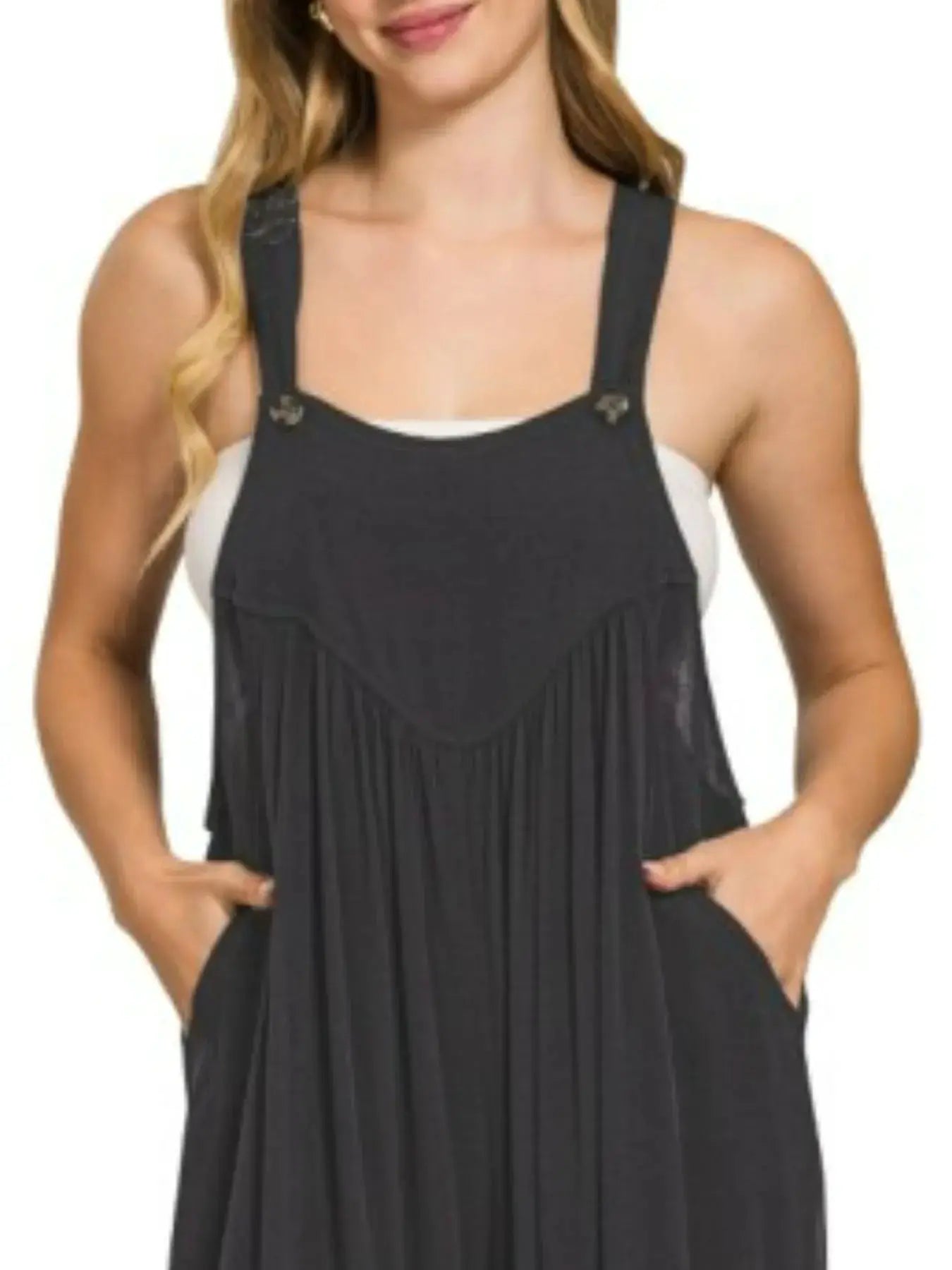 Zenana Woven Rayon Crepe Wide Leg Overalls by Trendsi