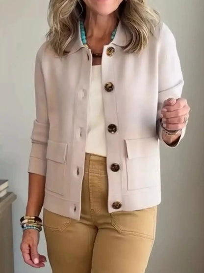 Full Size Long Sleeve Button-Down Outerwear Plus Size by Trendsi