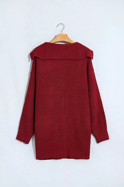 Solid Color Knit Oversized Button Front Sweater Cardigan by Trendsi