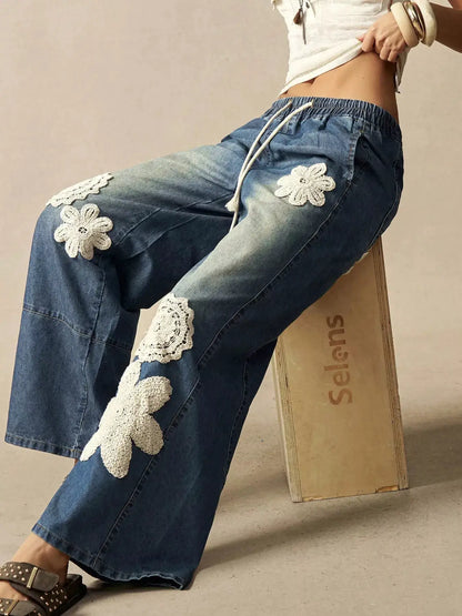 Wide-Leg Drawstring Jeans by Trendsi