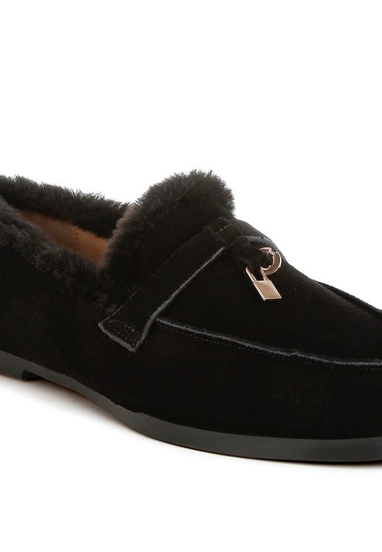 Ohrid Suede & Faux Fur Flat Loafers