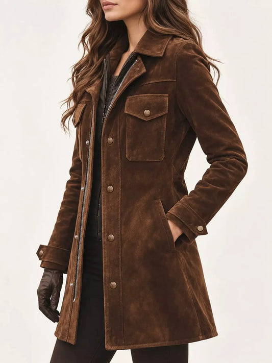 Full Size Pockets Front Long Sleeve Jacket Plus Size by Trendsi