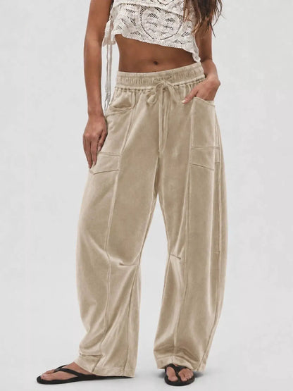 Velvet Wide-Leg Pants by Trendsi
