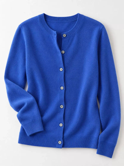 Crew-Neck Button-Down Cardigan by Trendsi