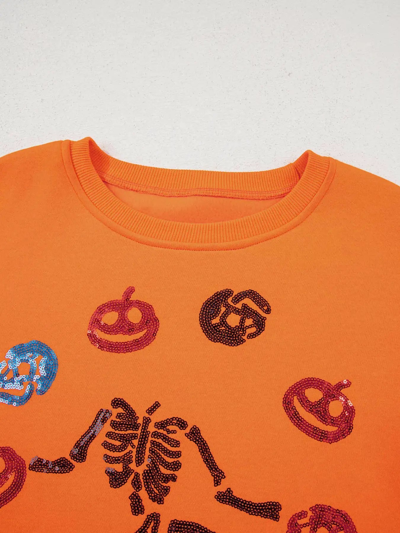 Dancing Critters Sequin Halloween Crewneck Sweatshirt by Trendsi
