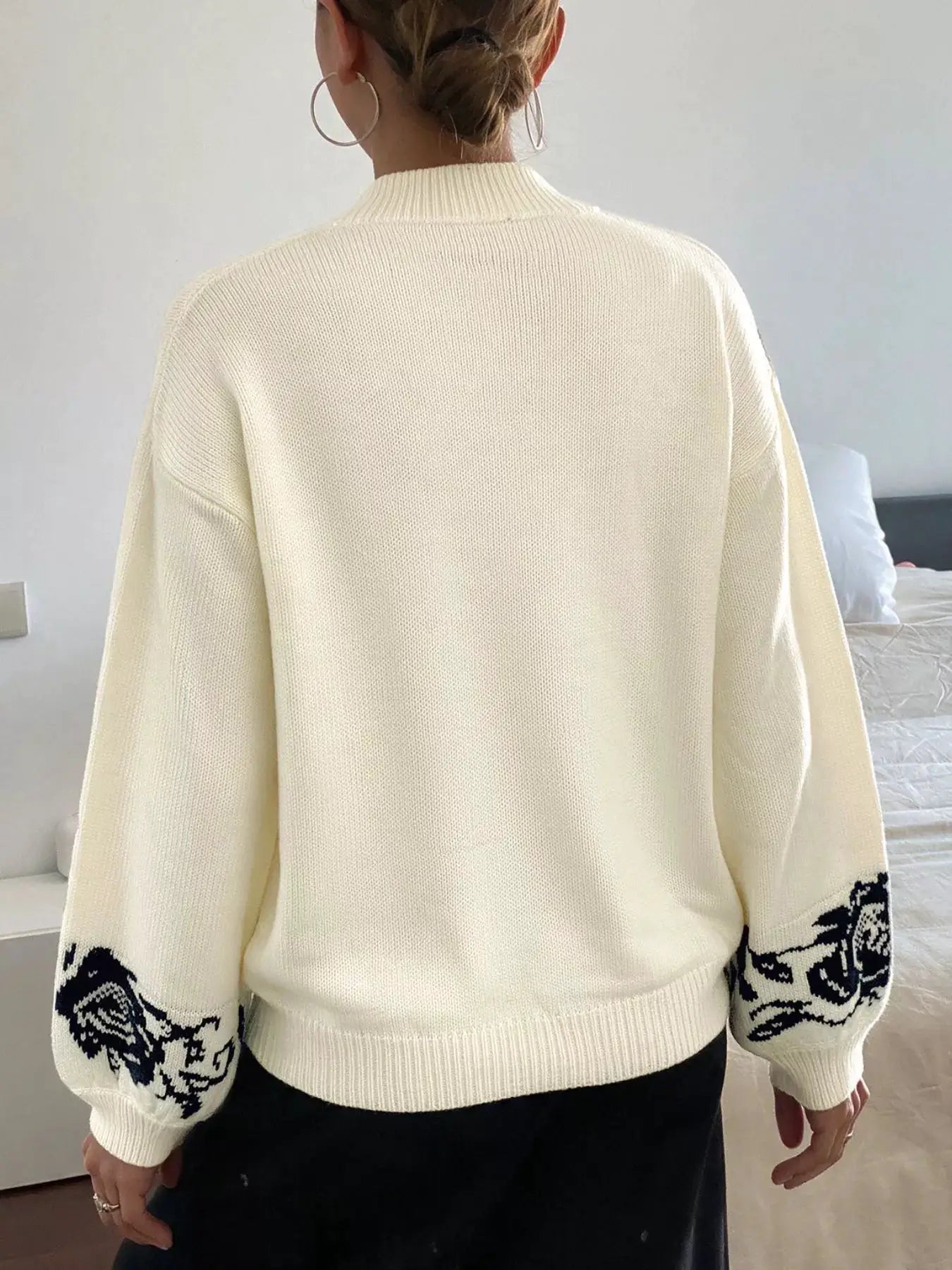 Floral Dropped Shoulder Sweater by Trendsi