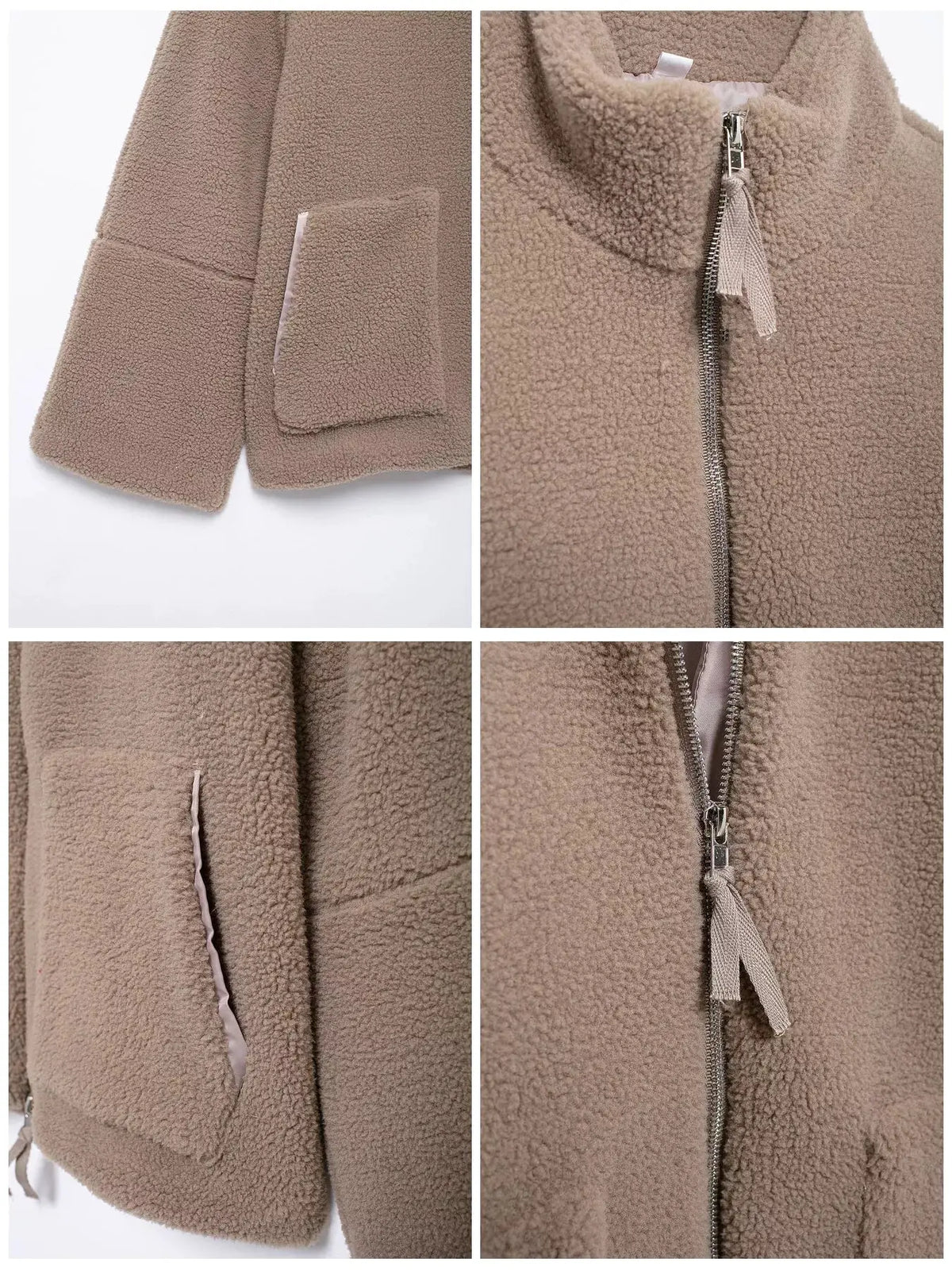 Sherpa Zip-Up Outerwear by Trendsi