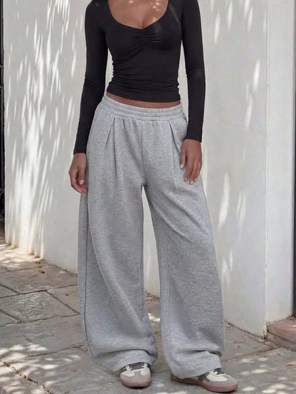 Elastic Waist Wide-Leg Sweatpants by Trendsi