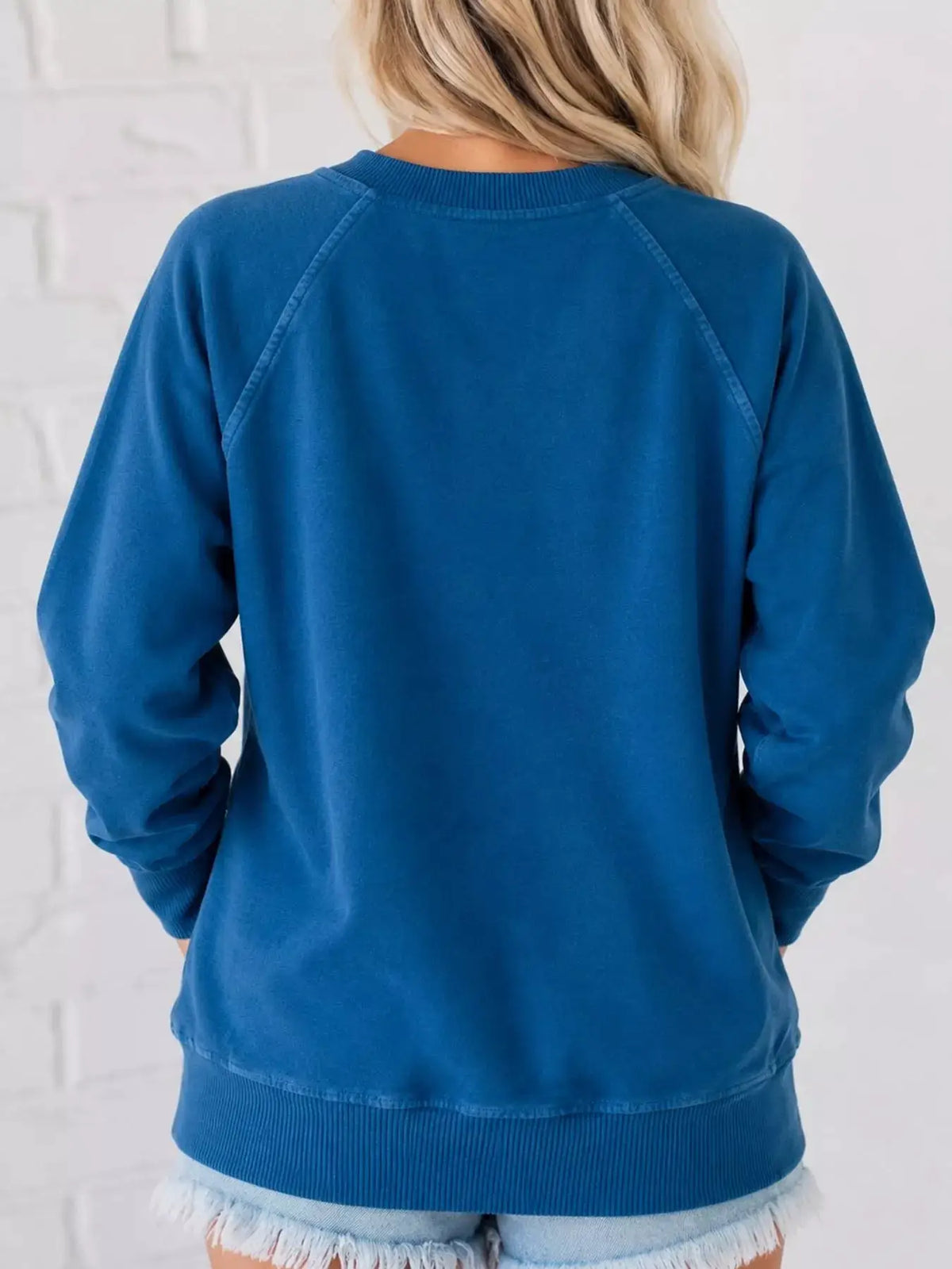 Crew Neck Raglan Sleeve Sweatshirt by Trendsi